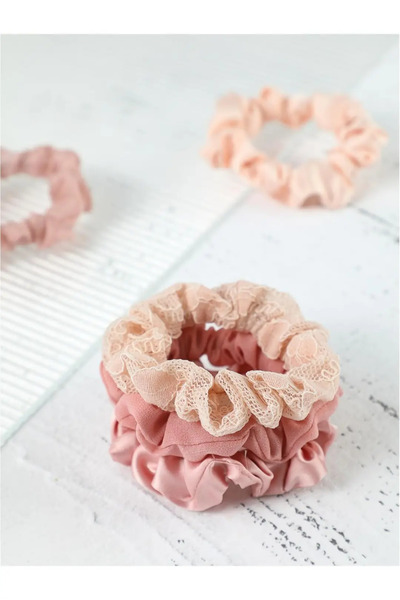Miniso Licensed Set of 5 Fabric Hair Elastics Pink – Soft Textured Hair Ties ...