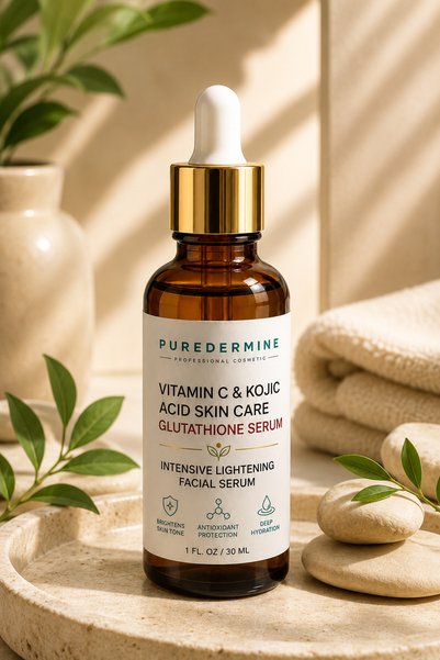 Puredermine Vitamin C & Kojic Acid Serum Skin Brightening Dark Spot Reducer Skin Tone Equalizer Moisturizing Care Serum 30 ml
