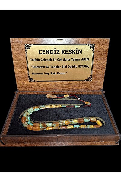 ARSİN TESBİH & AKSESUAR Kişiye Özel İsim Söz Yazılabilir Ahşap Kutulu Ebruli Katalin Tespih