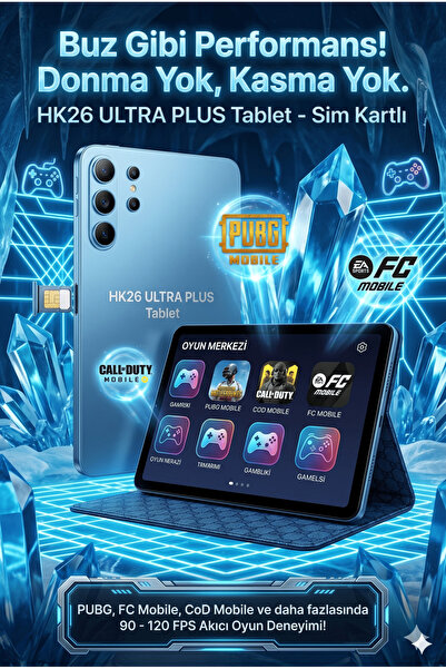 shop HK26 Ultra Plus Tablet - 32GB RAM 1TB Hafıza | Şarj Aleti -Klavye -Mouse...