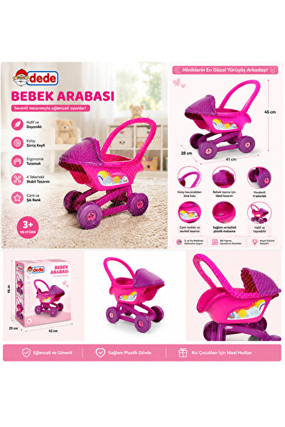 DEDE Oyuncak Bebek Arabası Pembe – Çocuk Oyuncak Puset Arabası