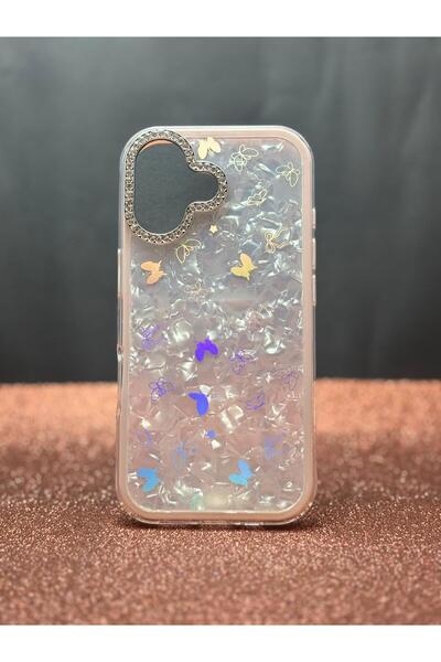 Misoli İphone 17 Uyumlu Taşlı Kamera Korumalı, Parıltılı Dokulu Premium Telef...