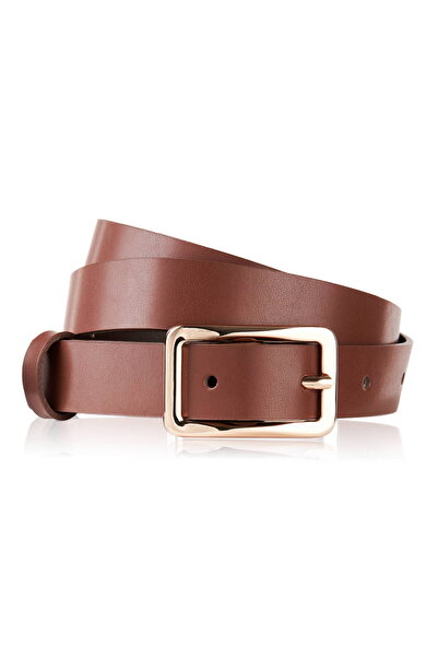 Brødrene Curea pantaloni de dama din piele Brodrene OPD-06, maro, catarama au...