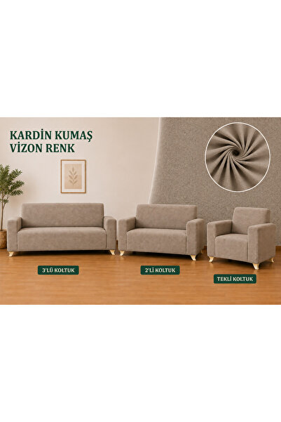 Akbal Home Klasik 3+2+1+1 Koltuk Örtüsü Likralı Tüm Çevre Giydirme Alttan Las...