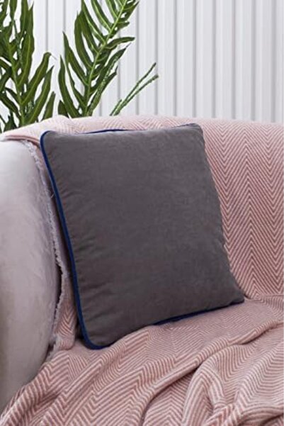 Yıldızan Tsn Color Options Navy Blue Ribbed Gray Throw Pillow Cover Decorativ...