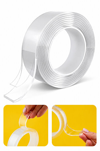 BEYZANA 2 Cm x 2 Metre Çift Taraflı Nano Bant Teknolojili | SüperGüçlü | Extr...