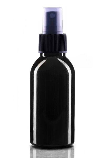 makrobay 100 Adet - 100ml Plastik Siyah Oval Boyunlu Şişe, Boş Siyah Parmak Spreyli Pet Şişe