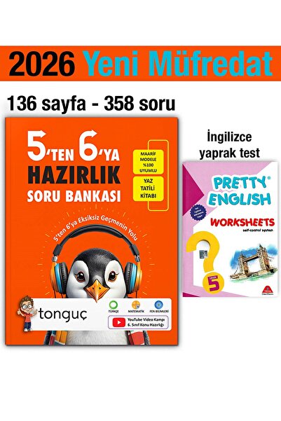 Tonguç Yayınları 5'ten 6'ya Hazırlık Kitabı 2026 Yaz Tatili Soru 5. Sınıf İng...
