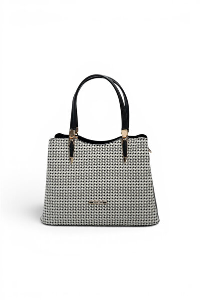 Silver Polo Black - Black Houndstooth Plaid Women's Handbag Sp1205