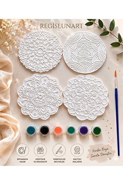 Regislunart 4’lü Boyanabilir Mandala Seti – 3D Baskı Dekoratif Mandala Boyama...
