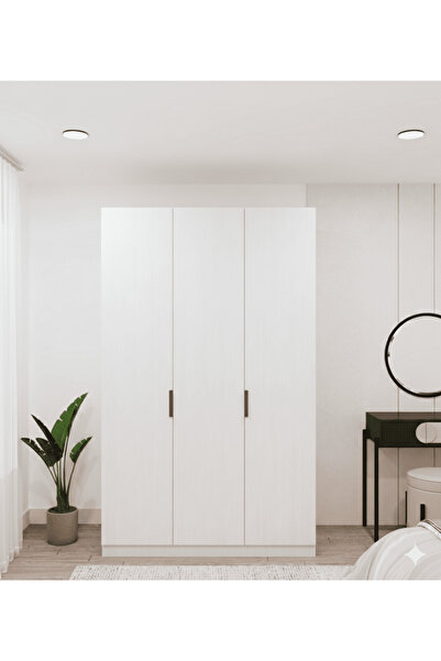 Dian Mobilya 3 kapaklı 2 çekmeceli Gardırop Beyaz %100 MDF