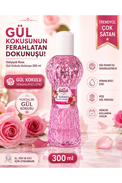 lunoria beauty Gülçiçek Rose Gül Kokulu Kolonya 300 ml | Ferahlatıcı Gül Esan...