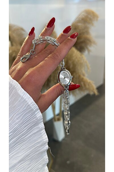 GLARE JEWELRY CO ساعة يد نسائية فاخرة بتفاصيل داخلية بيضاء، مرصعة بالزركون با...