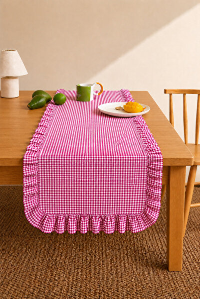 Mirilliahome Față de masă cu volane, 40x150 cm, din țesătură fără cusături, r...