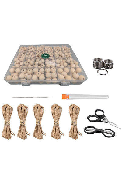 OEM Set creativ cu 700 Margele din Lemn Natur pentru Insirat, cu Accesorii In...