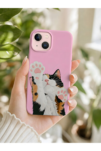 KILIFOLOG iPhone 15 Uyumlu Lansman Silikon Minik Patili Kedi Temalı Darbe Emi...