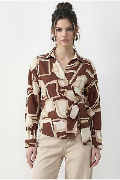 Hiccup LUCCI Geometric Print Tie Detail Blouse
