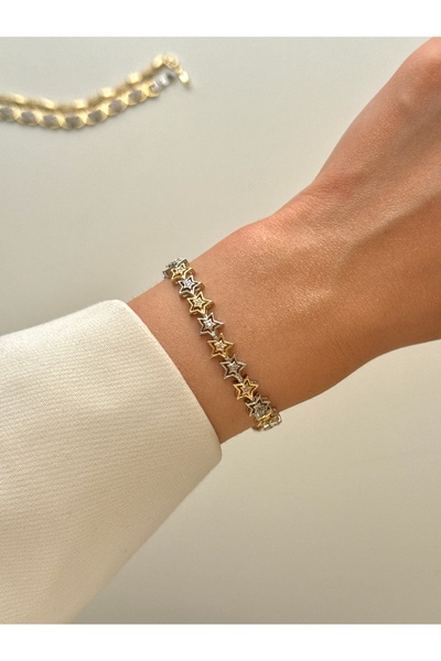 YOUES JEWELRY MİX LÜX SERİ Gold Gümüş Renk Bileklik Renk Atmaz Kuyumcu Model ...
