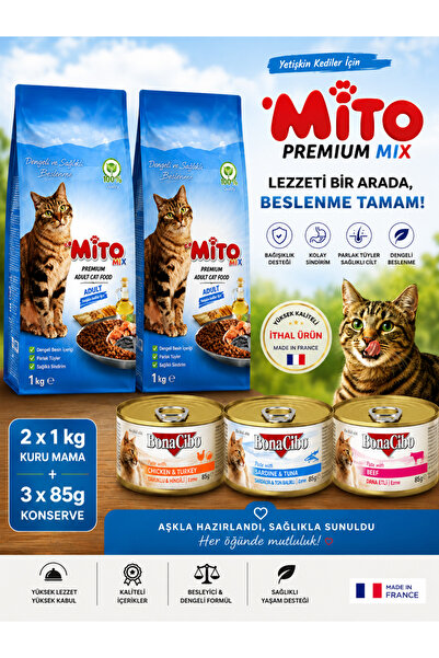 Mito LaMito Mix ( 1 + 1 Kg. ) + 3 Adet Yaş Mama