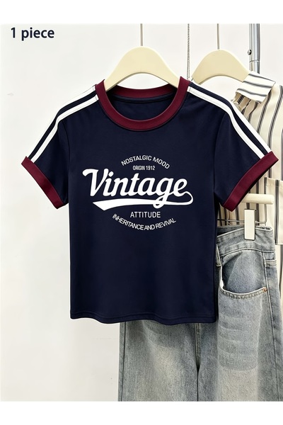 Toum Bluză scurtă cu imprimeu retro vintage