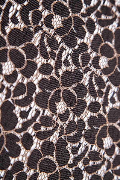 Roxxlen Dark Brown Lace Detailed Fabric 100X150 cm for Patchwork and Sewing