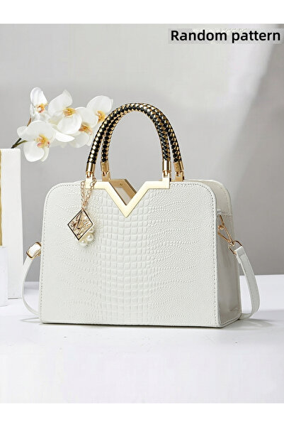 Take Two By Styli Croc Skin Dual Handle Handbag with Drop Charm