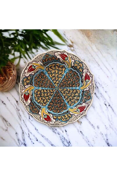 El Yapımı Özel Tasarım Tabak, El Yapımı Çini Desenli Dekoratif Seramik Tabak, Dekoratif Duvar ve Masa Tabağı