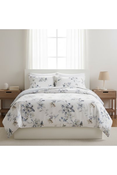 Boutique Blanche Microfiber Meadow Floral 6Pc Comforter Set Super King/King 2...
