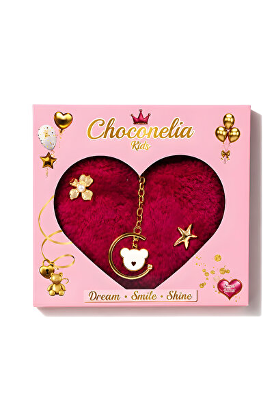 CHOCOGIRL Детска плюшена чанта с блестящо сърце в цвят фуксия