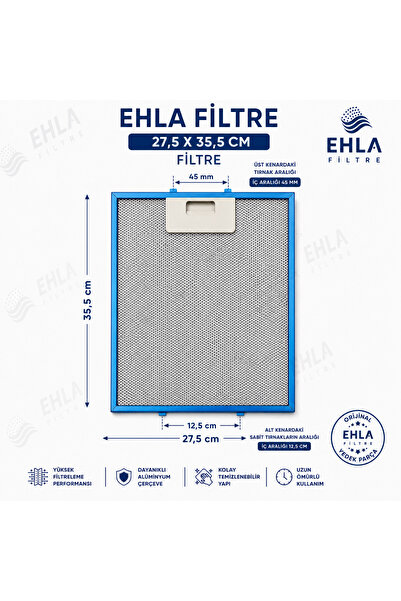 EHLA Filtre 27,5 x 35,5 - Davlumbaz Alüminyum Yağ Filtresi -