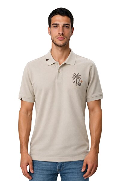 Arma Ar-Ma Men's Polo Collar T-Shirt Picture Printed Knitted Fabric Regular F...