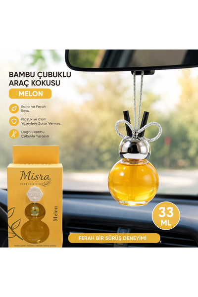 suhika Melon 33 ML Araç Kokusu – Kavun Aromalı Bambu Çubuklu Oto Kokusu- Plas...