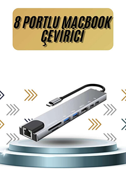 ARMÜZ 8 Port MacBook Converter Type C Hub Sd Tf USB Coupler Ethernet