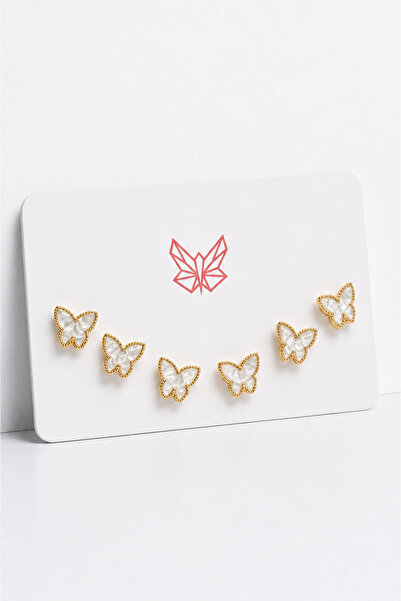 MakeWell Star Butterfly Flower Figured Pierced Earrings – Gold Color Look Min...