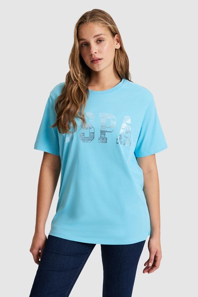 U.S. Polo Assn. Women's Aqua Basic T-Shirt 50321690-Vr007