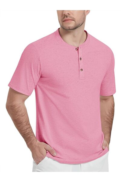 OEM KEFITEVD Hanorac/Tricou Polo Henley pentru bărbați, din bumbac, mânecă sc...