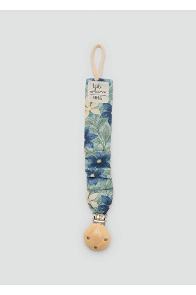 MANGO Baby Çiçek desenli pamuklu emzik klipsi
