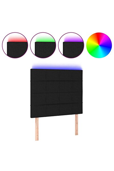 vidaxl Tăblie de pat cu LED, negru, 90x5x118/128 cm, textil