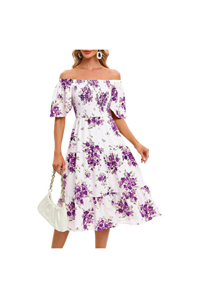 OEM Rochie midi de cocktail de vară pentru ocazii speciale Boho vaporoasă cu ...