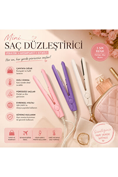 GIFT Mini Saç Düzleştirici Kompakt Seyahat Tipi Saç Şekillendirici Hızlı Isın...