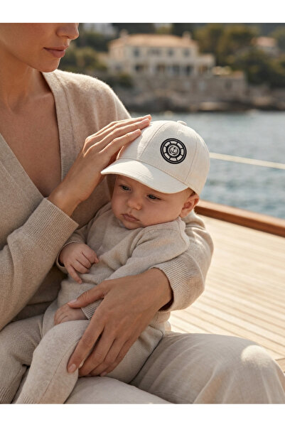 PIECE SIGNATURE Bebek Kasket Şapka 0-18 Ay | %100 Pamuklu Keten Dokulu Marine...