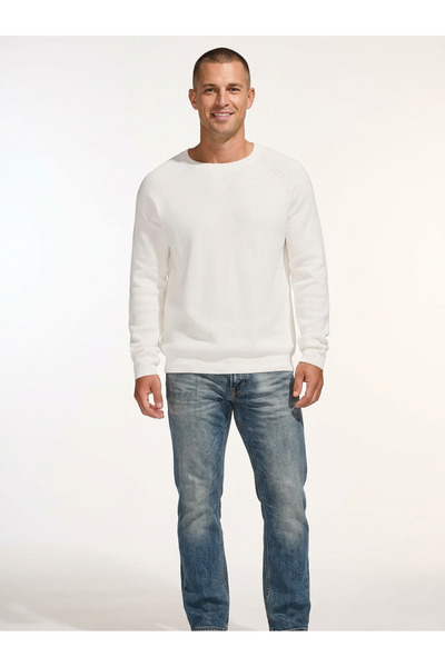 OEM Pulover bărbătesc tricotat din bumbac călduros elegant confortabil alb 3XL