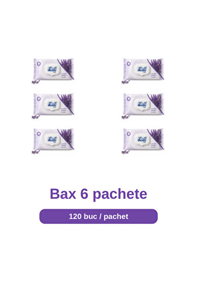 Fibril Bax 6 Pachete Care Servetele Umede Lavanda, 6 x 120 Bucati, pentru Fat...