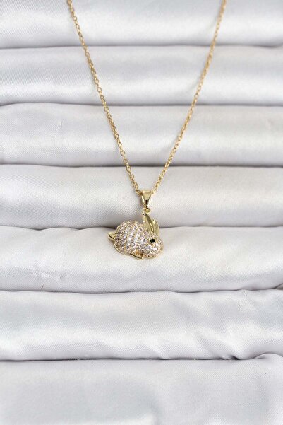 Inure Jewelry 316L Steel Chain Gold Color Zircon Stone Rabbit Model Women's N...