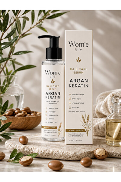 Wome Life Argan & Keratin Yoğun Saç Bakım Serumu 125 ml - Onarıcı ve Besleyici