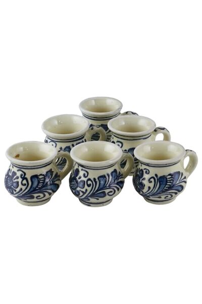 LimArt Set de 6 pahare ceramice tradiționale pentru tuică sau palinca, volum ...