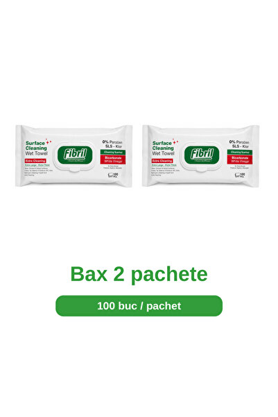 Fibril Bax 2 Pachete Servetele Umede pentru Suprafete Aroma Fresh, 2 x 100 Bu...