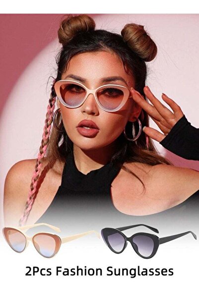 ROAISS 2 Pack Womens Cat Eye Sunglasses UV400 Protection Sun Glasses Fashion ...
