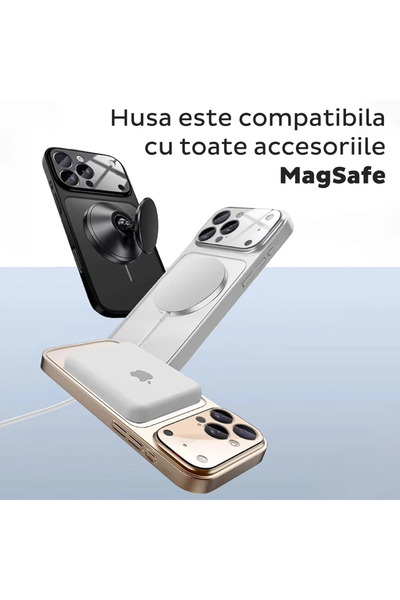 DD Daden Husă MagLens pentru iPhone 13, DaDen, Compatibilă MagSafe, Husă subțire mată rezistentă la șocuri, Protecție integrată pentru lentila camerei, Pregătită pentru încărcare wireless, Argintiu