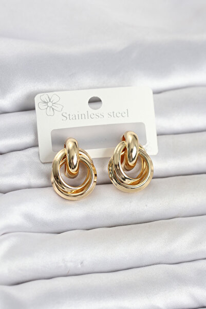 Clariss 316L Steel Gold Color Hoop Model Women's Earrings